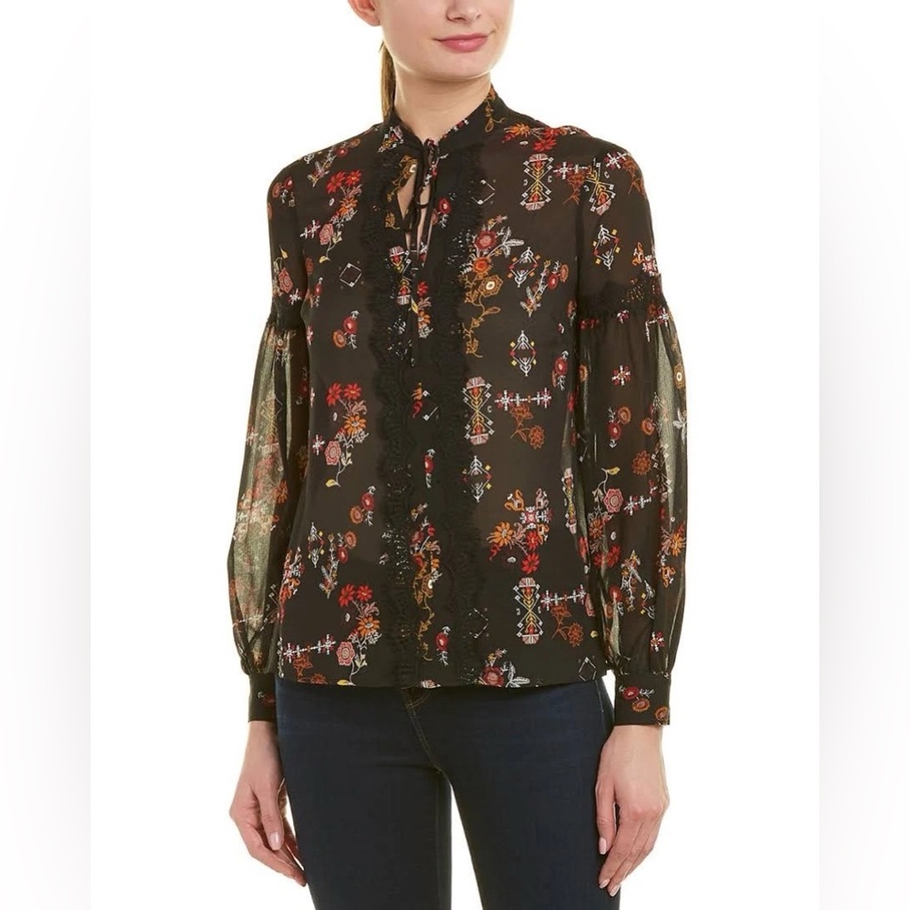 Derek Lam Black Floral Blouse